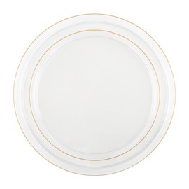 EcoQuality 8 inch Salad Plates and 10 inch Dinner Plates with Gold Rim – Disposable, Elegant, Disposable, Versatile Plates for Everyday Use, and Special Occasions – Stylish Tableware (60)