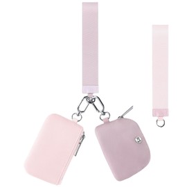 Babysun Mini Zip Around Dual Pouch Wristlet With 2 Straps Wristlet Keychain Wallet for Women Coin Purse Small Cute for Teen Girl