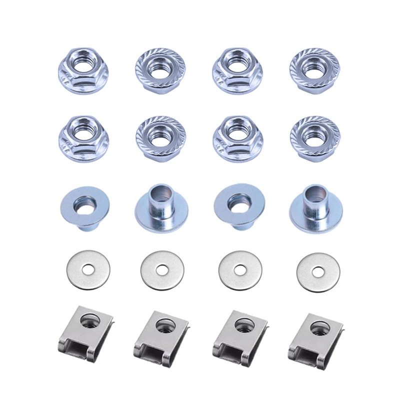 Possbay Motorcycle Fairing Bolt Kit, Stainless Steel + Plastic, Silver