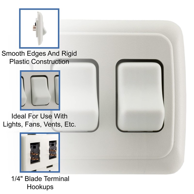 RecPro RV Switch SPST On/Off 4 Gang Bezel | 12V