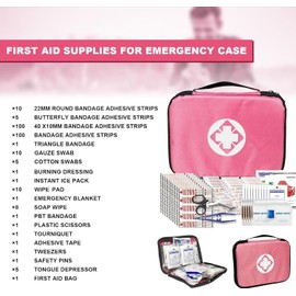 305Pcs Car First Aid Kit Refill Supplies for Business Home First Aid Emergency Kits for Office Business Compact Lovely Bag for Outdoor Activities Skating Boating