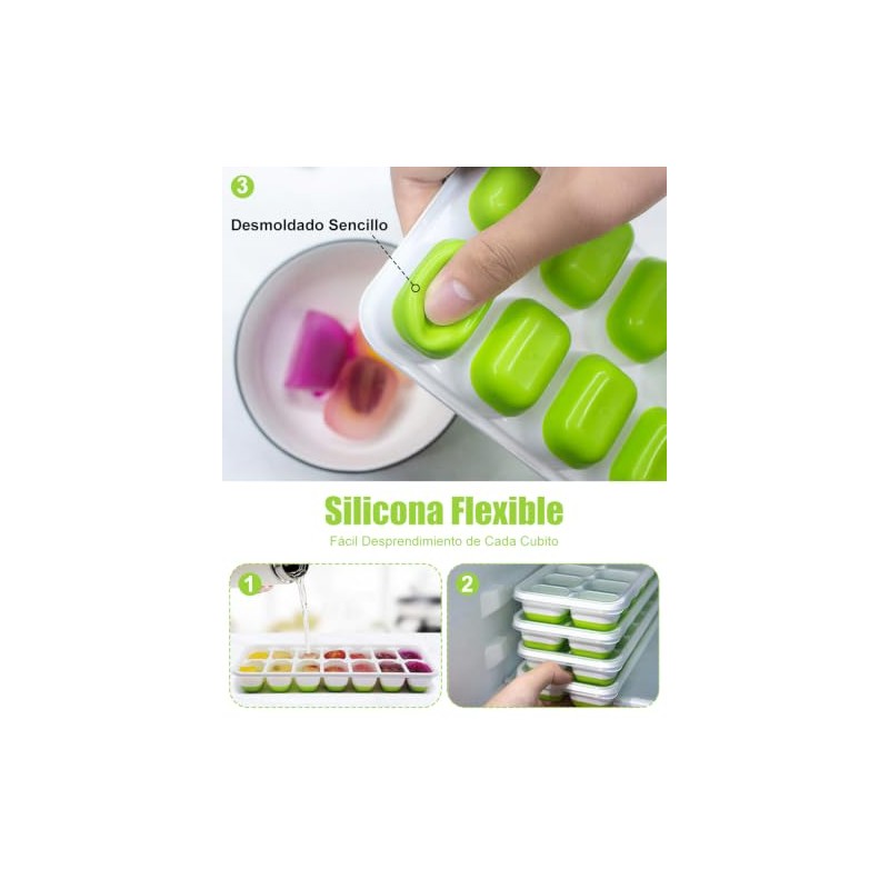 Molde para cubitos Silicona, 4 PCS Moldes para Cubitos de