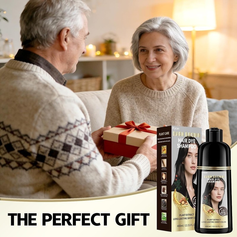 Dark Brown Hair Dye Shampoo - 100% Gray Coverage, Ammonia