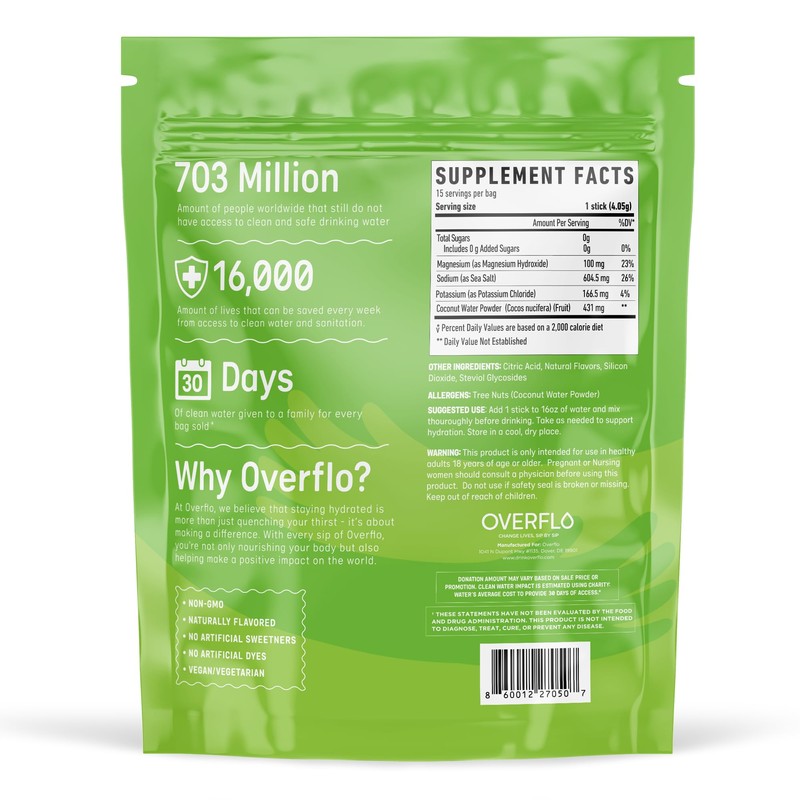 Overflo Electrolyte Powder Packets – Sugar Free Hydration Mix with
