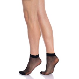 AWS/American Made 30 Pairs Women's Ankle High Sheer Socks Stay up Band (Black)