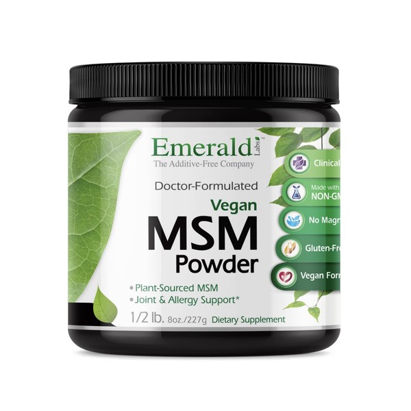 Emerald Labs MSM Powder 4,000 mg - Plant Sourced Methylsulfonylmethane for Joint Pain, Stress Relief, and Healthy Immune Function - 8 oz