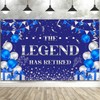 Retirement Party Decorations,The Legend Has Retired Backdrop,Blue Silver Retire Sign