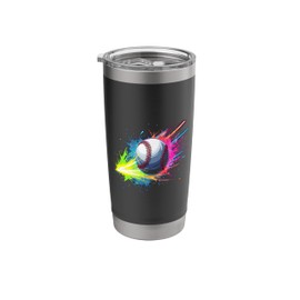Baseball Player Colorful Tie Dye Fan Color Art Sports Lover Stainless Steel Insulated Tumbler