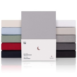 Blumtal Premium Topper Box Spring Fitted Sheet 180 x 200 cm, Super Soft 100% Cotton Fitted Sheet, up to 15 cm Topper Height, Grey