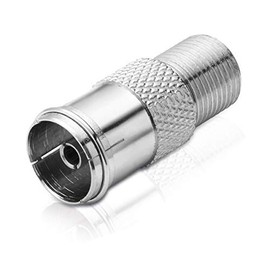 conecto F Female to IEC Coax Female Aerial Adapter Between F Connector for Satellite Cable and IEC Male for BK and DVB-T