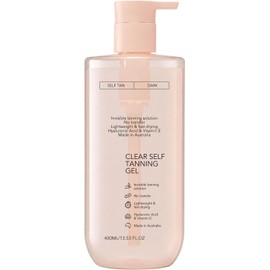 Clear Self Tanning Gel for Face Body, Transparent Hydrating Enhancer Lotion Sunless Glow, Transfer Resistant, Bronzing Complex, Quick Absorbing, Easy Application, Beach Finish, Lightweight Buildable