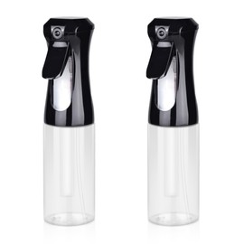 HPPFFY Continuous Spray Bottle for Hair, 2Pack Black 6.8oz Mister Spray Bottle, Hair Spray Bottles for Hairstyling, Cleaning, Plants, Pets, Salons & More