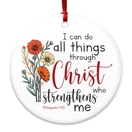 TEEZWONDER Christian Gifts for Women, Christmas Ornaments 2024 - Christmas, Catholic, Religious Gifts for Christian, Inspirational Gifts for Women - Christmas Tree Decoration Ceramic Ornaments