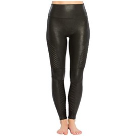 SPANX Faux Leather Moto Leggings Very Black MD 27