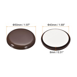uxcell Furniture Sliders, 8Pcs 2" - Plastic Self-Adhesive Round Sliding Pads, Chair Glides for Carpeted Tile Vinyl Hardwood Floors (Brown)