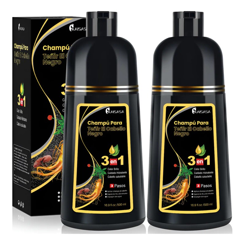 2 Pzs Shampoo Con Tinte Cubre Canas Extracto Plantas
