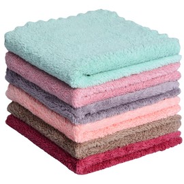 MAYOUTH Microfiber rag Bulk Multi-Functional for House Furniture Reusable Rags Kitchen Wipes Dish Cloths Absorbent and Fast Drying 6 Colors (6pack, 11x11)