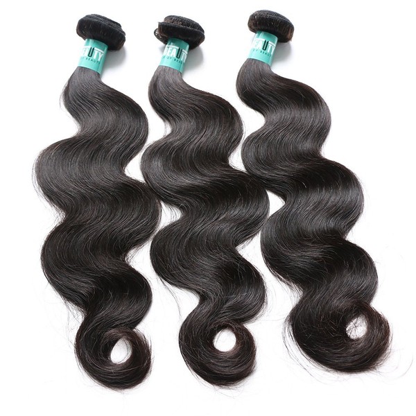 Msbeauty Hair Brazilian Virgin Hair Body Wave 3 Bundles Unprocessed Virgin Human Hair Weave Weft Mixed Length(14 16 18) Natural Color Tangle-free by msbeauty