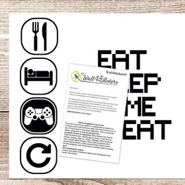 Eat Sleep Play Children Room Wall Sticker Mural Vinyl Decal Nursery Kids Gamers Wall4Stickers Art Teenager Video Game Mural