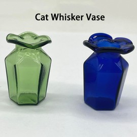 SPANSEE 2 PCS Mini Vase for Cat Whiskers, Cat Whisker Vase, Tiny Vase for Decor, Cat Whisker Storage Vase, Height 1.57 inches (Light Green, Blue)