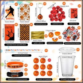 Colarr 195 Pcs Basketball Birthday Gifts Party Favors Sports Team Gift Cups Pencils Mini Book Keychains Wristbands Stickers Thank You Cards Eraser Sharpener Mini Ball for Basketball Party Supplies