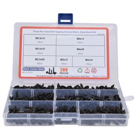 300Pcs Truss Head Self Tapping Screws Cross Carbon Steel Screw Assortment Kit M3 M3.5 M4 M5