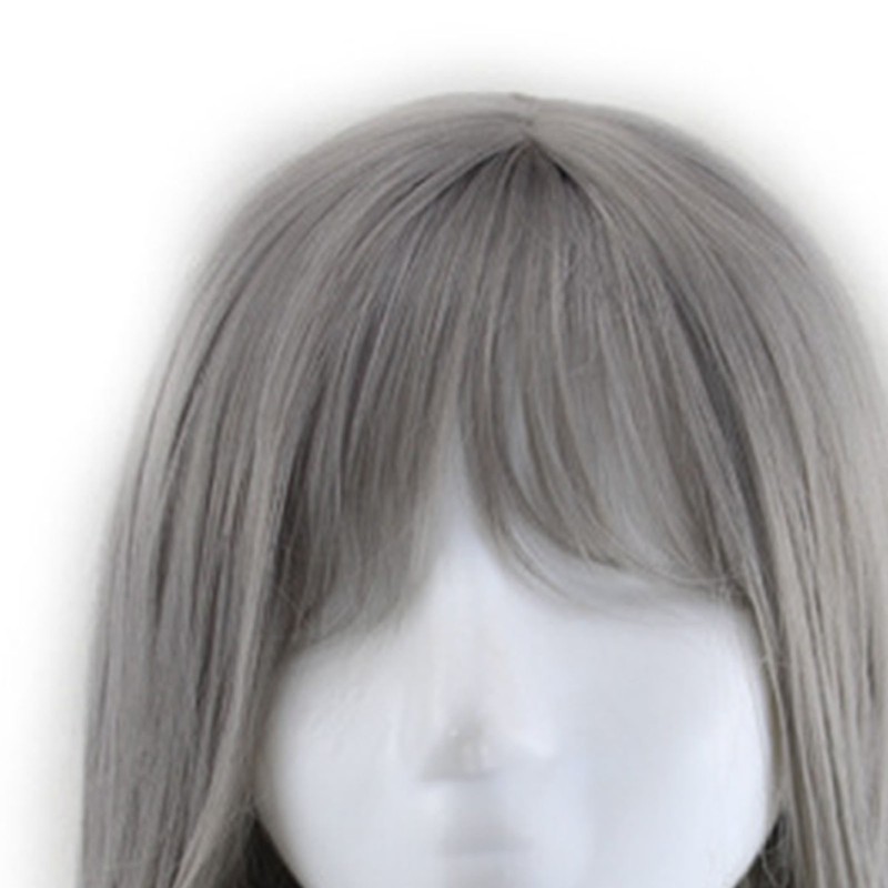 Bob Short Hair Wig Heat Resistant Synthetic Gray Breathable Fluffy