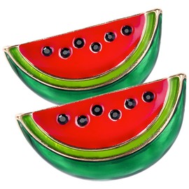 CALLARON 2 Pcs Christmas Watermelon Pin Watermelon Enamel Pin Fruit Watermelon Cloths Clip Hat Clip Shawl Pin Cute Watermelon Brooch Pin for Women