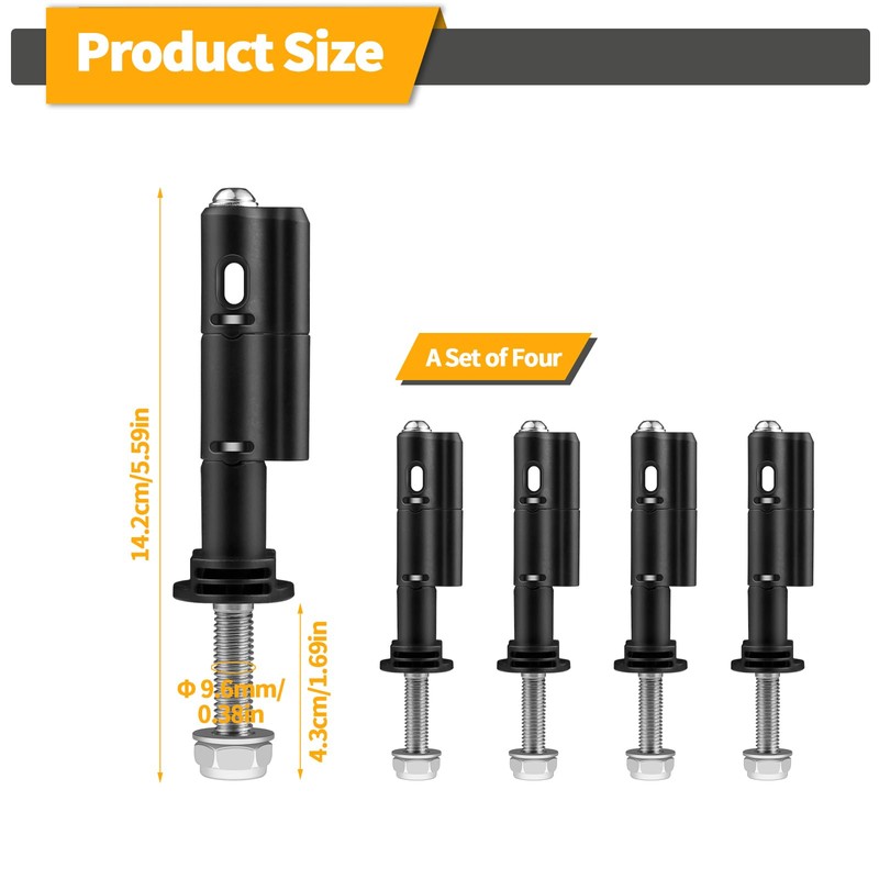 Mounting Pins for Recovery Boards, 4 PCS Lockable Traction Board