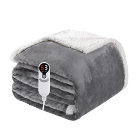 Electric Heated Blanket Full Size 72"x84", Soft Flannel with Overheat Protection, 9 Adjustable Heat Settings & 10-Hour Auto-Off Timer, Fast Heating for Winter Comfort, Light Gray