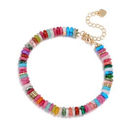 Jovivi Colorful Crystal Ankle Bracelet for Women,Healing Crystals Gemstones Boho Summer Beach Beads Bracelet Women's Anklets Jewellery Gifts for Women Girls Ladies