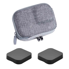 Mini Storage Bag Case for GoPro 12 11 10 9 8 Hero12 Hero11 Hero10 Hero9 Hero8 Black + Rubber Lens Cap Cover, ULBTER Carrying Portable Grey Box Accessory [2+1 Pack]