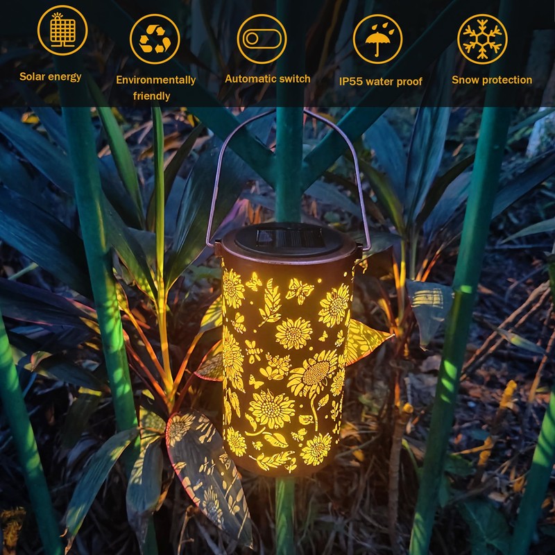 Deco&Dot Solar Lanterns Outdoor, Waterproof Hanging Solar Lantern Garden Decor,
