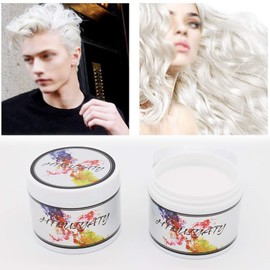 Color Wax One-Time Hair Wax Color Styling Wax DIY Hair Color Wax Mud Unisex 9 Colors (White)