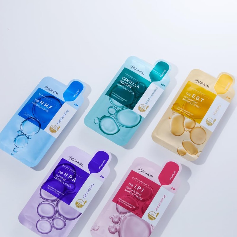 MEDIHEAL, Ampoule Mask (10 P), Hydration, Shine, Exfoliating Care, Chapped
