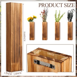 Skylety 6 Pack Wood Wall Planters for Indoor Plants Wooden Hanging Vase Farmhouse Wall Decoration for Bedroom and Living Room(Wood Color)