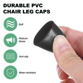 M METERXITY 12-Pack Chair Leg Caps, 3/4 Inch(19mm) PVC Chair Leg Floor Protectors for Folding Chairs/Metal Chairs/Furniture Table/Hardwood Floors, Round Non-Slip Cover End Tips [Black]