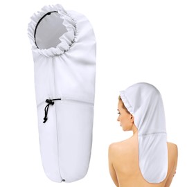 Large Shower Cap for Braids, Extra Long Shower Cap for Women Long Hair & Locs, Waterproof Hair Bonnets for Dreadlocks Drawstring Bath Caps for Women & Men (White)