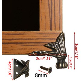 Namvo Pack of 12 Vintage Metal Decorative Feet Leg Jewellery Keepsake Wooden Box Edge Guard Corner Protector Green Bronze 3 x 3 x 4 cm with 8 mm Screws