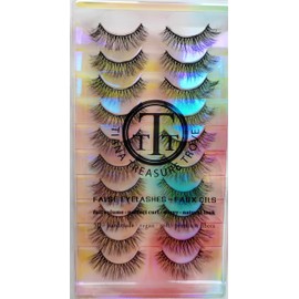 TIANA TREASURE TROVE TM10-211 GABRIELLA False Lashes Faux Mink Fake Eyelashes Mixed 10 Pairs Multipack Wispy Dramatic Volume and Length Black Reusable Natural Vegan