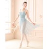 Daydance Light Green Women Ballet Skirts Pull on Sheer Mesh
