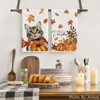 Artoid Mode Cat Leaves Hello Pumpkin Autumn Dish Towels 42x65