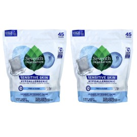 Seventh Generation Laundry Detergent Packs Fights Stains USDA Certified 2 Pack