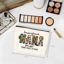 Nana Gifts Grandma Gifts Western Sunflower Makeup Bag Best Grandma Gifts for Female Women Grandmother Granny Mimi Cosmetic Bag Birthday Christmas Mothers Day Grandmothers Day Gifts Travel Pouch