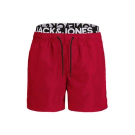 JACK & JONES Men's Jjiaruba Jjswim Shorts AKM Db Wb Solid Swimming Trunks, Red (Rio Red), XL