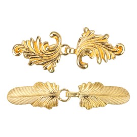 sourcing map 2pcs Vintage Sweater Clips Cape Cloak Clasp Retro Cardigan Clips Shawl Collar Clasp Dress Shirt Brooch Clip for Women, Gold