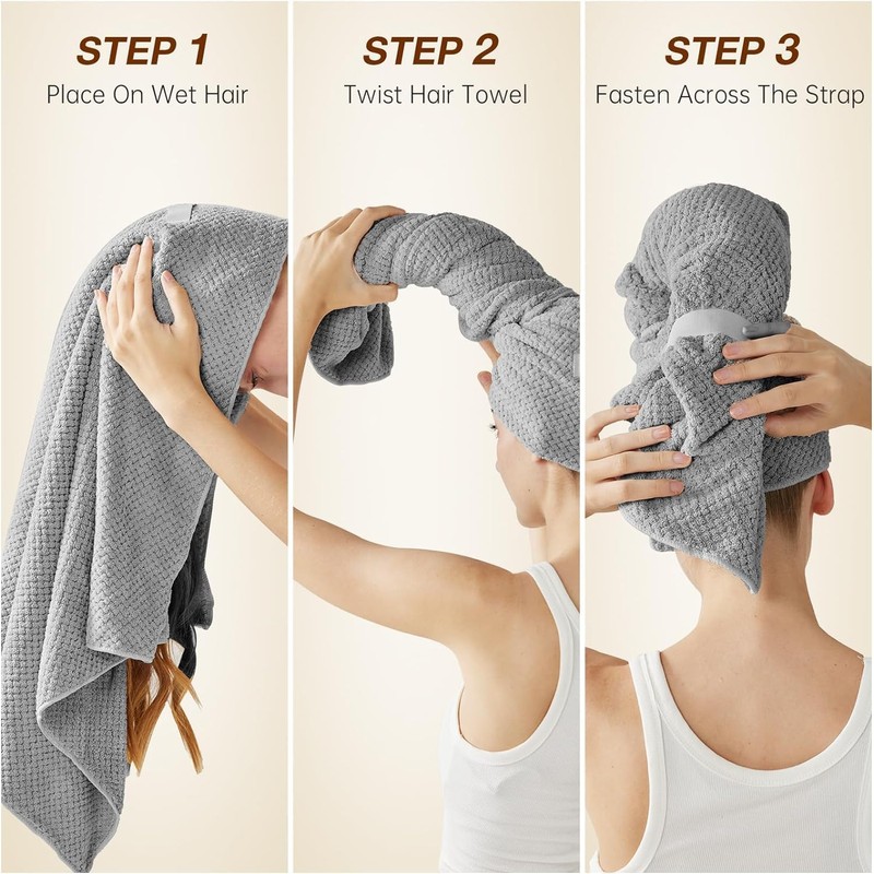Eyeleaf Microfiber Hair Drying Towels, 100 x 60cm, 2 Pack,