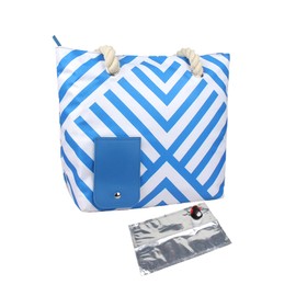 TAOZHUGONG Wine Shopping Bag, Wine Bag with Drink Dispenser, Picnic Bag with Leak-proof and Insulated Compartment, Leak-proof Picnic Bag for Beach, Travel, Picnic, Camping (Blue - B)