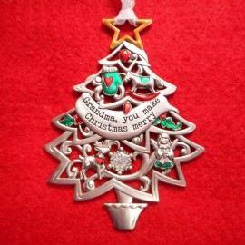 GANZ NEW Colorful Tree Design Ornament from Ganz, "Grandma, you make Christmas merry"