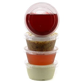 3.25 Ounce Clear Plastic Disposable Portion Cups with Lids , Jello Shot, Souffle Cups, Condiments, Sampling Cups, Complements, Food Service by EcoQuality (3.25 oz) (2500)